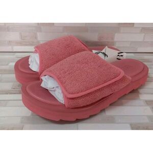 Zara Women Pink‎ Terry Cloth Fastner Slip On Chunky Slip On Sandals Size 11